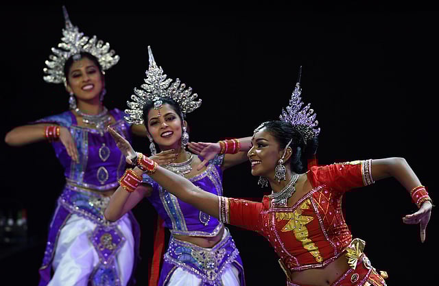 The Rangana and Udumbara Dance Troupe take part in Sri Lanka's performance at the opening ceremony ahead of the ICC 2015 Cricket World Cup at the Myer Music Bowl in Melbourne on February 12, 2015. AFP