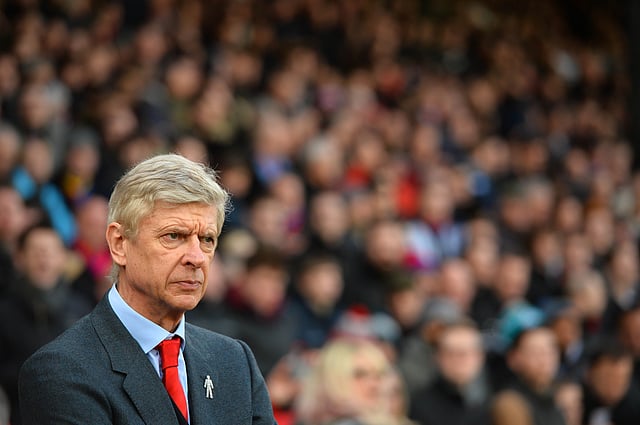 Arsenal's French manager Arsene Wenger looks on during the English Premier League football match between Crystal Palace and Arsenal in London on 21 February 2015. Photo: AFP