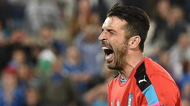 Italy`s goalkeeper Gianluigi Buffon reacts after Germany won the match in nine penalty shoot-outs in the Euro 2016 quarter-final football match between Germany and Italy at the Matmut Atlantique stadium in Bordeaux on 2 July, 2016. Photo: AFP