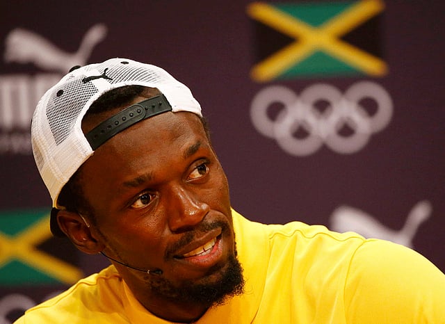 Usain Bolt at a press conference in Rio de Janeiro. Reuters