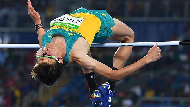 Australia`s Brandon Starc competes in the Men`s High Jump Qualifying Round during the athletics event at the Rio 2016 Olympic Games at the Olympic Stadium in Rio de Janeiro on August 14, 2016. AFP