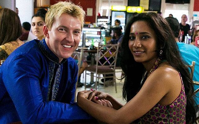 Brett Lee and Tannishtha Chatterjee in a still from UnIndian