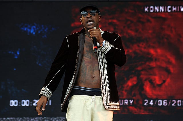 This file photo taken on 24 June, 2016 shows London based artist SKEPTA performs on the Pyramid Stage on day three of the Glastonbury Festival of Music and Performing Arts on Worthy Farm near the village of Pilton in Somerset, South West England on 24 June, 2016. Photo: AFP
