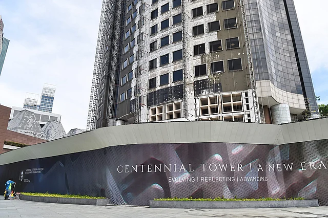 A view shows the Centennial Tower where the Falcon bank office is located, in Singapore. Photo: AFP