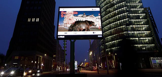 An advertising board for the upcoming 67th Berlin film festival Berlinale is pictured near the festival cinema at Potsdamer Platz square in Berlin, Germany February 5, 2017. REUTERS