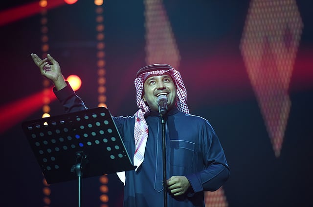 Saudi singer Rashed al-Majed performs during a concert in Riyadh on 9 March, 2017. Photo: AFP