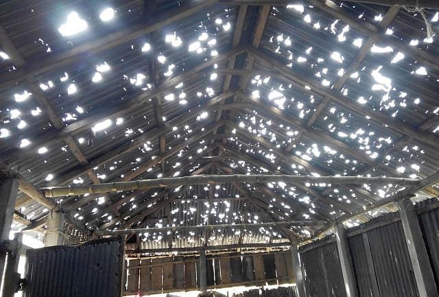 A tin-shed house was affected after nor’wester in Lalmonirhat district Photo : Safiul Alam