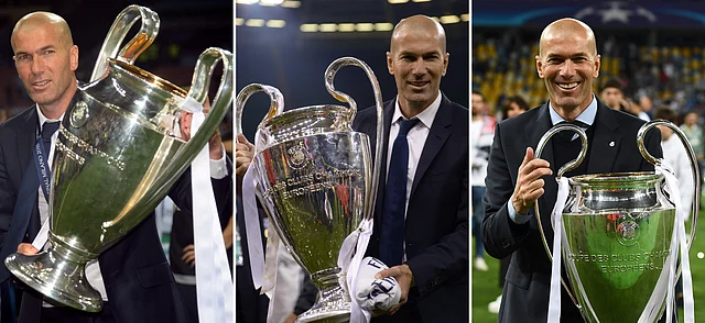 Zidane became only the third coach in the history of the game to lift the European Cup three times. AFP