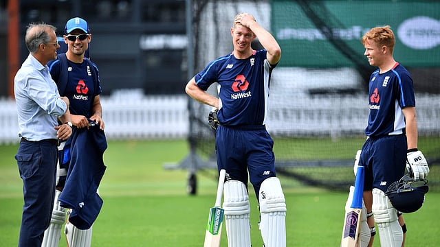 England players attend a training session at Lord`s Cricket Ground in London on August 8, 2018 ahead of the second Test cricket match between England and India. AFP