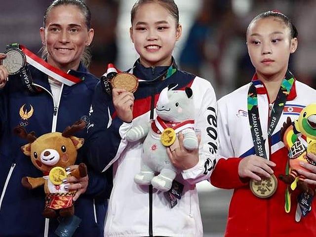 South Korea’s Yeo Seo-jeong wins Asian Games gold in gymnastics -- Photo: AFP