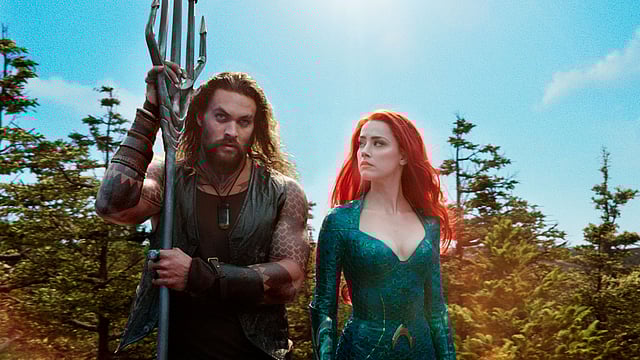 This image released by Warner Bros. Pictures shows Jason Momoa, left, and Amber Heard in a scene from ‘Aquaman’. Photo: AP