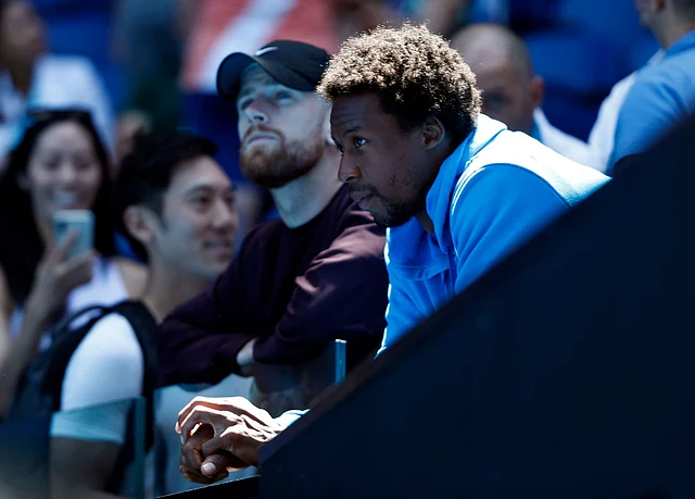 France`s Gael Monfils watches the match between Ukraine`s Elina Svitolina and China`s Zhang Shuai at Australian Open Third Round held at Melbourne Park, Australia on 19 January 2019. Photo: AFP