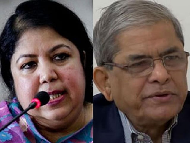 Jatiya Sangsad speaker Shirin Sharmin Chaudhury (L) and MP-elect BNP secretary general Mirza Fakhrul. Photo: Prothom Alo