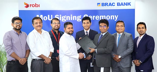 At the agreement signing event between BRAC Bank and Robi Axiata