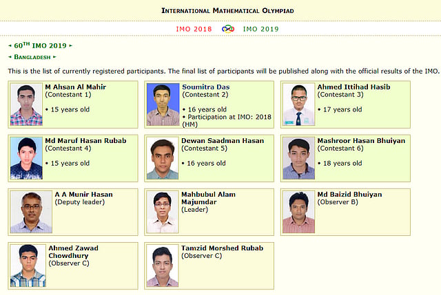 Bangladesh team in 60th International Mathematical Olympiad scheduled to be held between 10-22 July in England’s Bath.