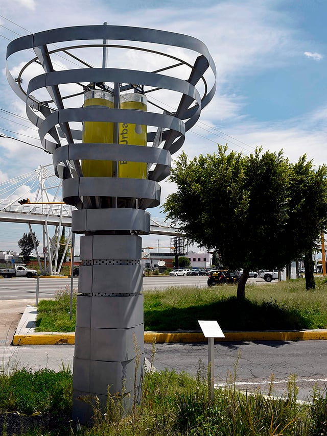 View of the `BioUrban 2.0` air purification system in Puebla, Mexico on 7 August 2019. Photo: AFP