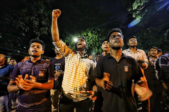The BUET students vow to continue their demonstration demanding justice for Fahad on BUET campus on 11 October. Photo: Dipu Malakar