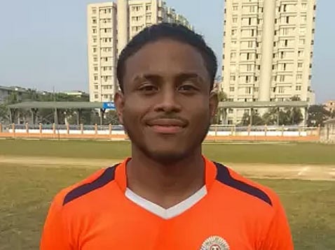 Sanjay Sardar Sandul Karim at Armed Police Battalion football ground. Photo: Prothom Alo