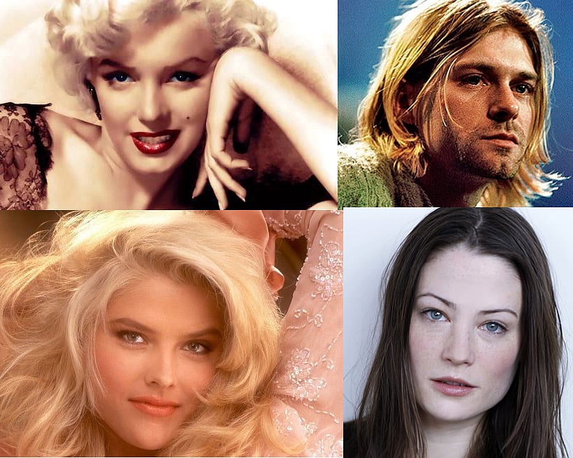 মেরিলিন মনরো, কার্ট কোবেইন, অ্যানা নিকোল স্মিথ, লুসি গর্ডন