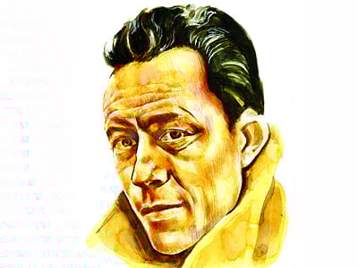 আলবের কাম্যু [৭ নভেম্বর ১৯১৩-৪ জানুয়ারি ১৯৬০], প্রতিকৃতি: মাসুক হেলাল