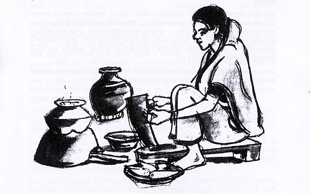 রান্নার দায়ভার নারীরই—সমাজের এই সনাতন ধারণাটি অলংকরণে তুলে ধরা হয়েছে অষ্টম শ্রেণীর গার্হস্থ্যবিজ্ঞান বইয়ে (পৃষ্ঠা ৯৯)। অথচ গৃহস্থালির কাজ নারী-পুরুষ উভয়ের। এ ধরনের চিত্র জেন্ডার সংবেদনশীলতার পরিপন্থী।