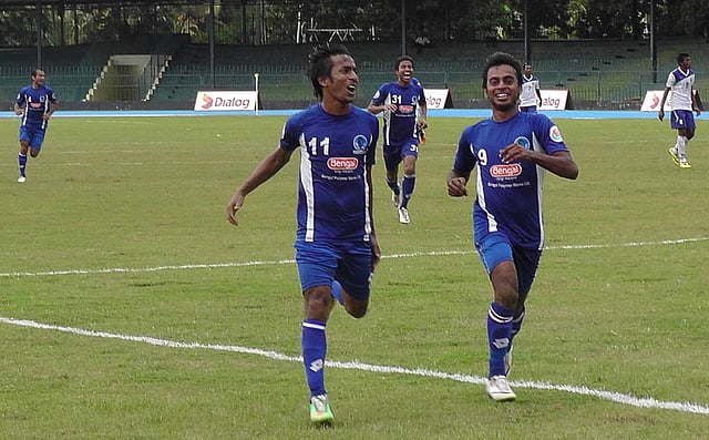 গতম্যাচের মতো আজ শেখ রাসেলের জয়ের নায়ক শাকিল (বাঁয়ে) ও মিঠুন। ফাইল ছবি
