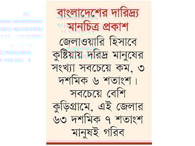 বাংলাদেশের দারিদ্র্য মানচিত্র প্রকাশ