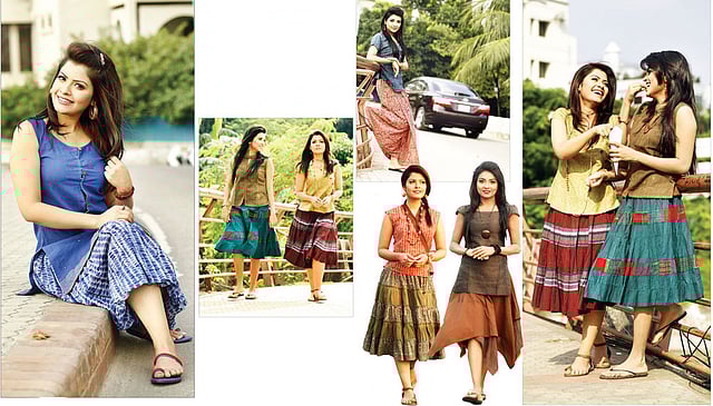 খাটো কামিজও পরতে পারেন টপের মতো করে,মডেল: ইশিকা ও এলভিন,পোশাক: যাত্রা ও অরণ্য, সাজ: পারসোনা, ছবি: সুমন ইউসুফ