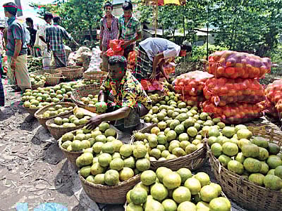 ডাঁসা ডাঁসা সাতকরা। সিলেটের পাইকারি সবজিবাজার সোবহানীঘাট থেকে সম্প্রতি ছবিটি তোলা l প্রথম আলো