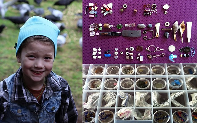 কাকের কাছ থেকে পাওয়া উপহারসামগ্রী দিয়ে একটি সংগ্রহশালা গড়ে তুলেছে যুক্তরাষ্ট্রের সিয়াটলের আট বছর বয়সী গাবি মান। ছবি: বিবিসি ম্যাগাজিনের সৌজন্যে