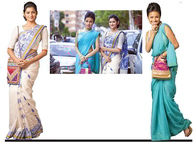 খোঁপাতে দুজনেরই চুলের বাঁধন, তবে ঢংটা একদমই আলাদা