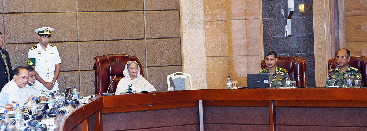 সেনা সদর দপ্তরে জেনারেলস কনফারেন্সে সেনাবাহিনীর মেজর জেনারেল ও তদূর্ধ্ব কর্মকর্তাদের সম্মেলনে প্রধানমন্ত্রী শেখ হাসিনা। ছবি: ফোকাস বাংলা