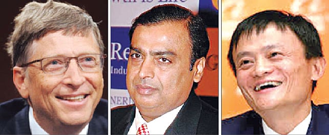 বিল গেটস, মুকেশ আম্বানি, জ্যাক মা