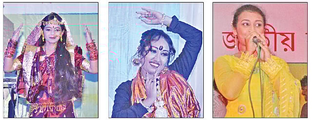 সাংস্কৃতিক পর্বে পুতুল নাচ পরিবেশন করেন বাঁ থেকে: পলক, নৃত্যে সিলভিয়া মুন ও সংগীত পরিবেশন করেন প্রিয়াঙ্কা বিশ্বাস
