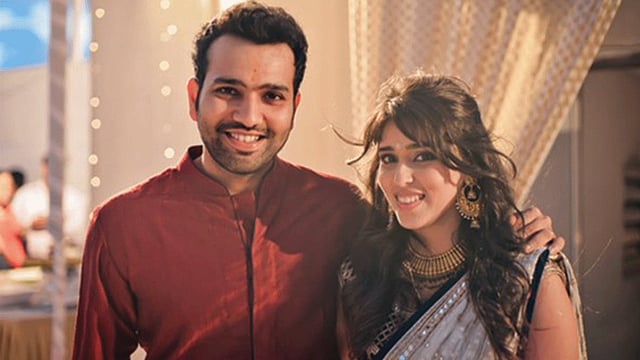 রোহিত শর্মা ও রিতিকা সাজদেহ। ছবিটি রোহিত শর্মার টুইটার থেকে সংগৃহীত