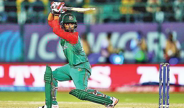 এমন বাহারি সব শটে সাজানো ছিল তামিমের ৬৩ বলে অপরাজিত ১০৩ রানের ইনিংসটি। কাল ধর্মশালায় l আইসিসি ওয়েবসাইট