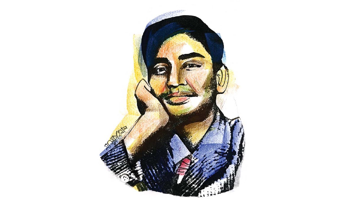 সুকান্ত ভট্টাচার্য: (আগস্ট ১৫, ১৯২৬—মে ১৩, ১৯৪৭), প্রতিকৃতি: মাসুক হেলাল