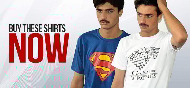 চা-ওয়ালা যখন ফ্যাশন-ওয়ালা। ছবিটি পাকিস্তানের অনলাইন-ভিত্তিক পোশাক বিক্রেতা প্রতিষ্ঠান ফিটইনের ওয়েবসাইট থেকে নেওয়া।