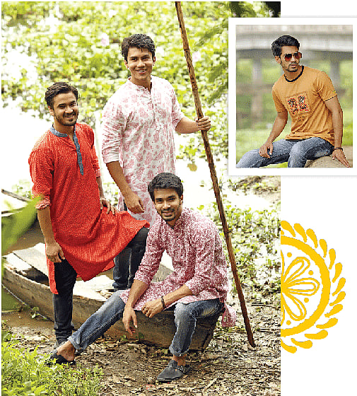 সুতির পাঞ্জাবিতে করা হয়েছে ছাপা নকশার কাজ। পোশাক: ডিমান্ড