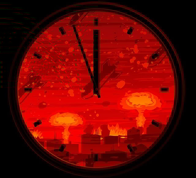 কেয়ামতের ঘড়ি : ১৯৪৭ সালে একদল পরমাণুবিজ্ঞানীর তৈরি এই প্রতীকী ঘড়ি দেখাচ্ছে, ধ্বংস থেকে মানবজাতি কতটা দূরে। ধ্বংসের সময়কে মধ্যরাত ধরা হয়| বর্তমানে সেই মুহূর্ত থেকে মানবজাতি আড়াই মিনিট দূরে আছে বলে এই ঘড়ি দেখাচ্ছে। এই সময়টাও প্রতীকী, এর অর্থ বিপদ খুব কাছেই।