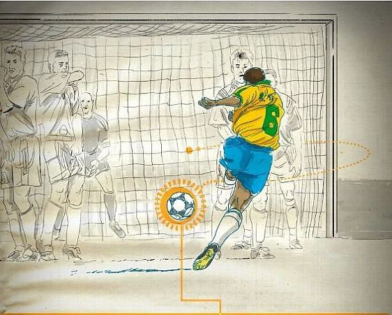 এমন তীব্র বাঁক নিয়েই সেদিন বলটি জড়িয়েছিল ফ্রান্সের জালে। ছবি: ইএসপিএন