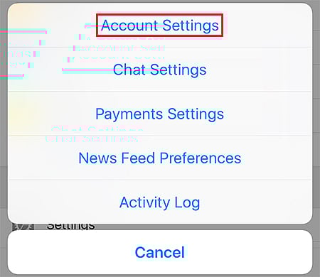 তৃতীয় ধাপ: অ্যাকাউন্ট সেটিংসে যান।