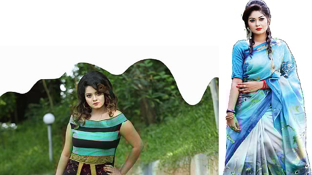 মেয়েদের ফতুয়া বিভাগে তৃতীয় জত্রীতা বুটিকস। মডেল: অপি,পোশাকের রঙে নীলের শেড। জমিনে ময়ূরের নকশা। শাড়ি ক                            বিভাগে প্রথম হয় ফ্যাশন হাউস মেঘ রোদ্দুর। মডেল: দেবলীনা