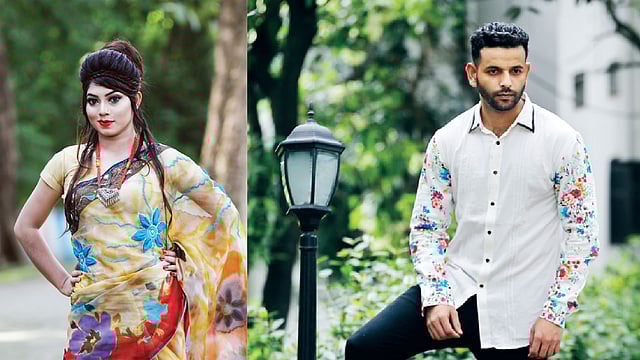 শাড়ি গ বিভাগে তৃতীয় সুঁই সুতা। মডেল: সাবরিনা শিমু,শার্ট-টিশার্টে দ্বিতীয় আমনাস।  মডেল: জোবায়েদ