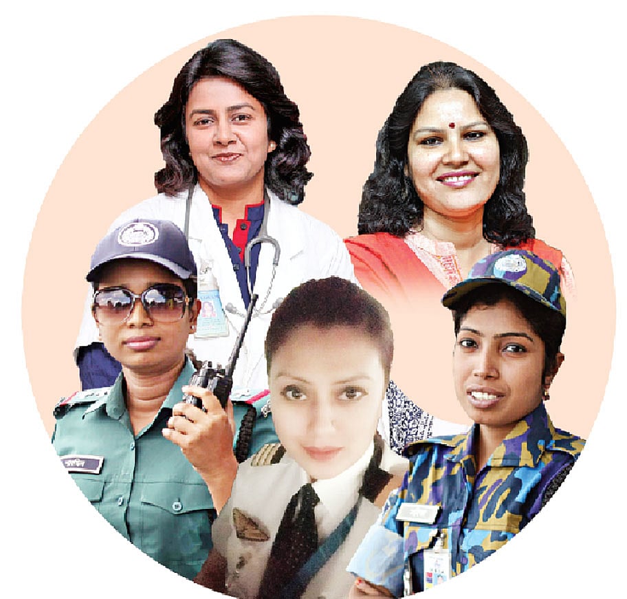 সাংবাদিকতা, চিকিৎসা, আইনশৃঙ্খলা রক্ষা, িবমান চালনাসহ নানা পেশায় কর্মরত নারীদের ঈদের দিনেও পেশাগত দায়িত্ব পালন করতে হয়