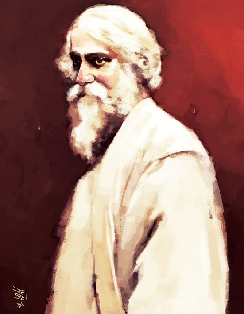 রবীন্দ্রনাথ ঠাকুর (২৫ বৈশাখ ১২৬৮—২২ শ্রাবণ ১৩৪৮), প্রতিকৃতি: তুলি