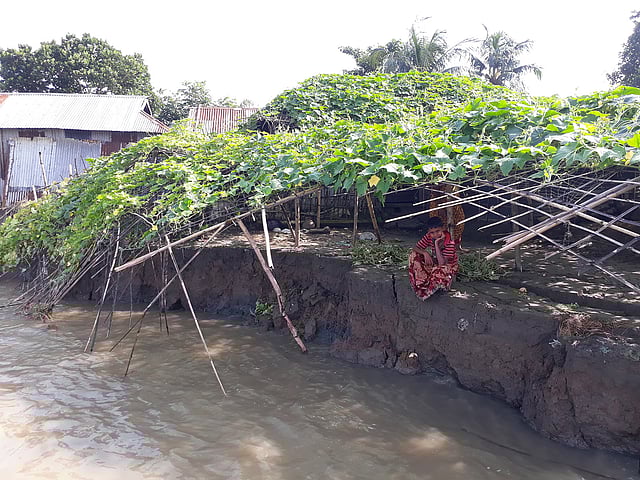 ইতিমধ্যে সুনামগঞ্জের জামালগঞ্জের ভূঁইয়ারহাটি গ্রামের পনেরটি বাড়িঘর গেছে নদীর গর্ভে। আরও ভাঙনের পথে ঘরবাড়ি। ছবিগুলো তোলা গত বুধবার। ছবি: আসাদুজ্জামান