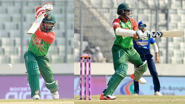 তামিমের ১১ হাজার রান পূর্ণ হলো আজ। সাকিবের ১০ হাজার। ছবি: প্রথম আলো