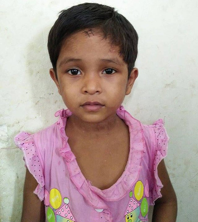 আজিমপুর ছোটমণি নিবাসে এই শিশুকে জান্নাতি নামে ডাকা হয়। ছবিটি ২০১৬ সালের ১৭ মে ছোটমণি নিবাস থেকে তোলা। ছবি: নাজনীন আখতার