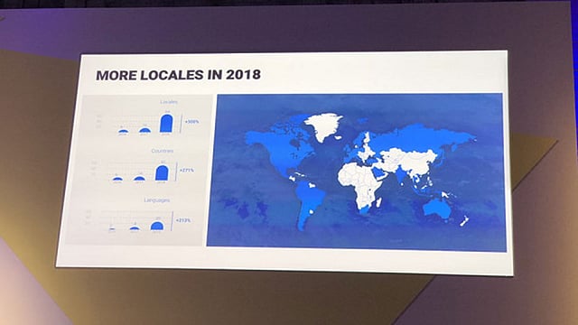 নেদারল্যান্ডসের আমস্টারডামে সম্প্রতি অনুষ্ঠিত ডিজিটাল নিউজ ইনিশিয়েটিভ (ডিএনআই) সম্মেলনে ম্যাপটি দেখানো হয়। নীল রঙের দেশগুলোয় চালু আছে গুগল অ্যাসিস্ট্যান্ট। সাদা রঙের দেশগুলোয় এ বছর চালু হবে গুগলের এ ভার্চ্যুয়াল সহকারী সফটওয়্যার। ছবি: টুইটার থেকে নেওয়া।